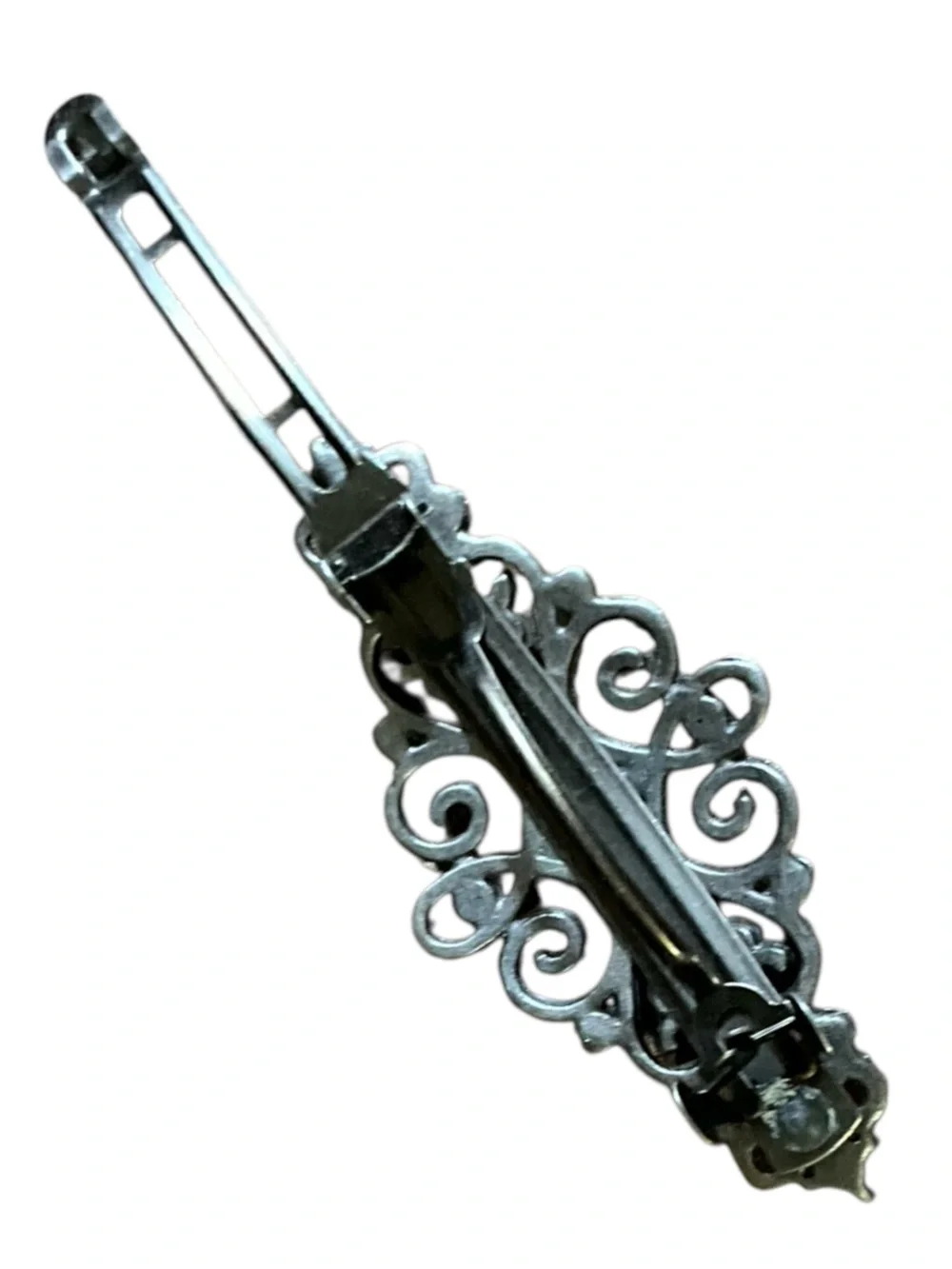 Goody Gothic Rhinestone Filigree Hair Barrette Gunmetal Victorian Style